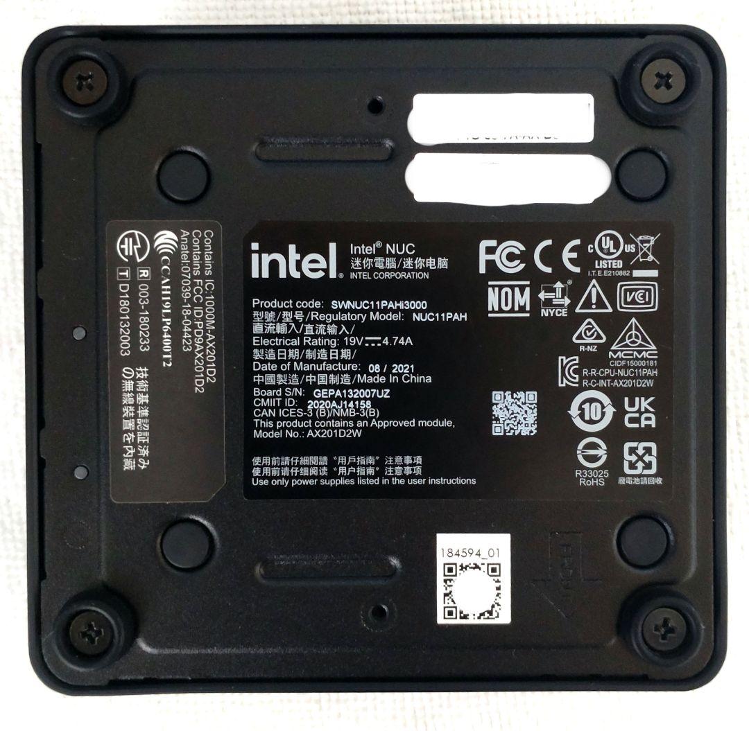Intel インテル NUC11 NUC11PAHi3 Core i3 ミニPC