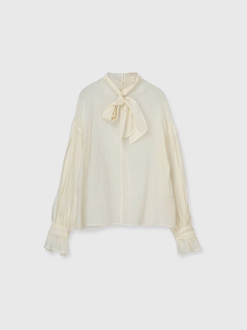 ánuans アニュアンス　ハイネックシアーボウタイブラウス