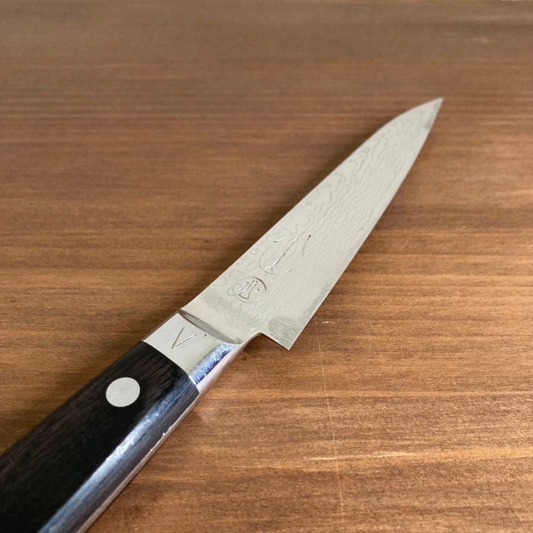 【熊本県伝統的工芸品】小山刃物 ペティナイフ ダマスカス 本通し 包丁 美品