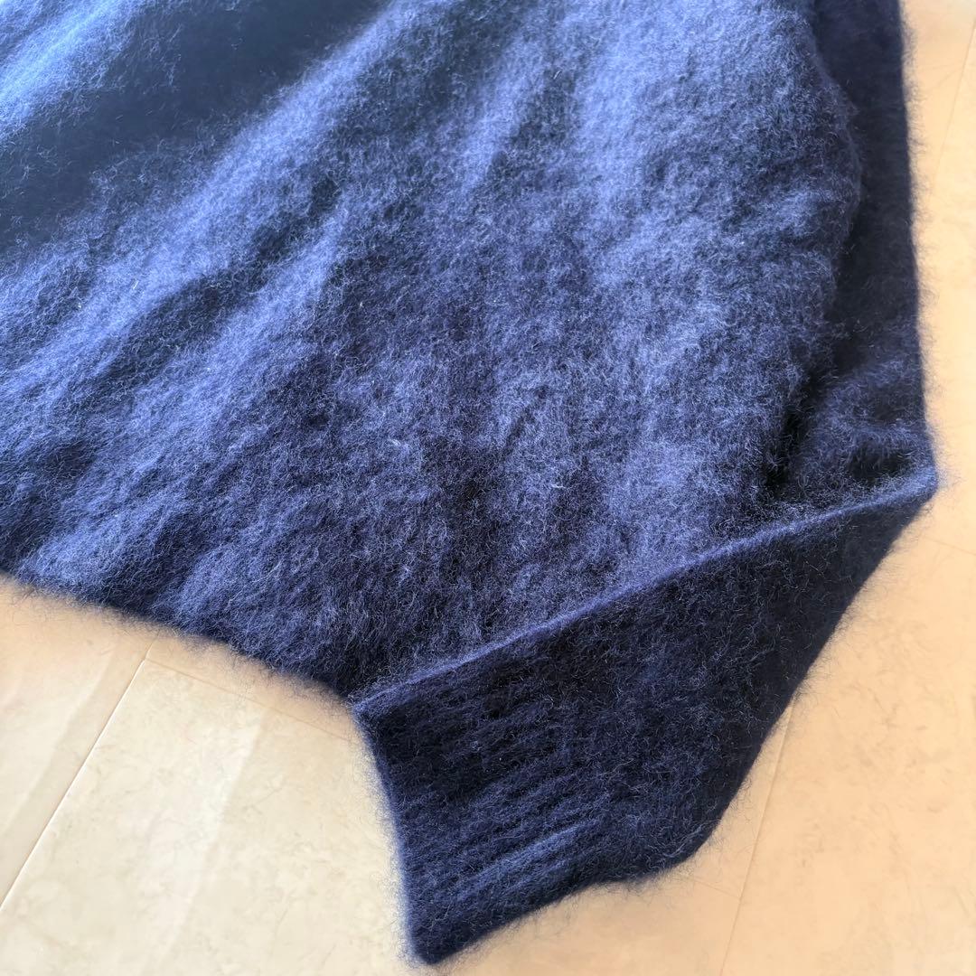 NO.5-138 Ronherman カシミヤ100 モヘアニット　長袖　S 紺