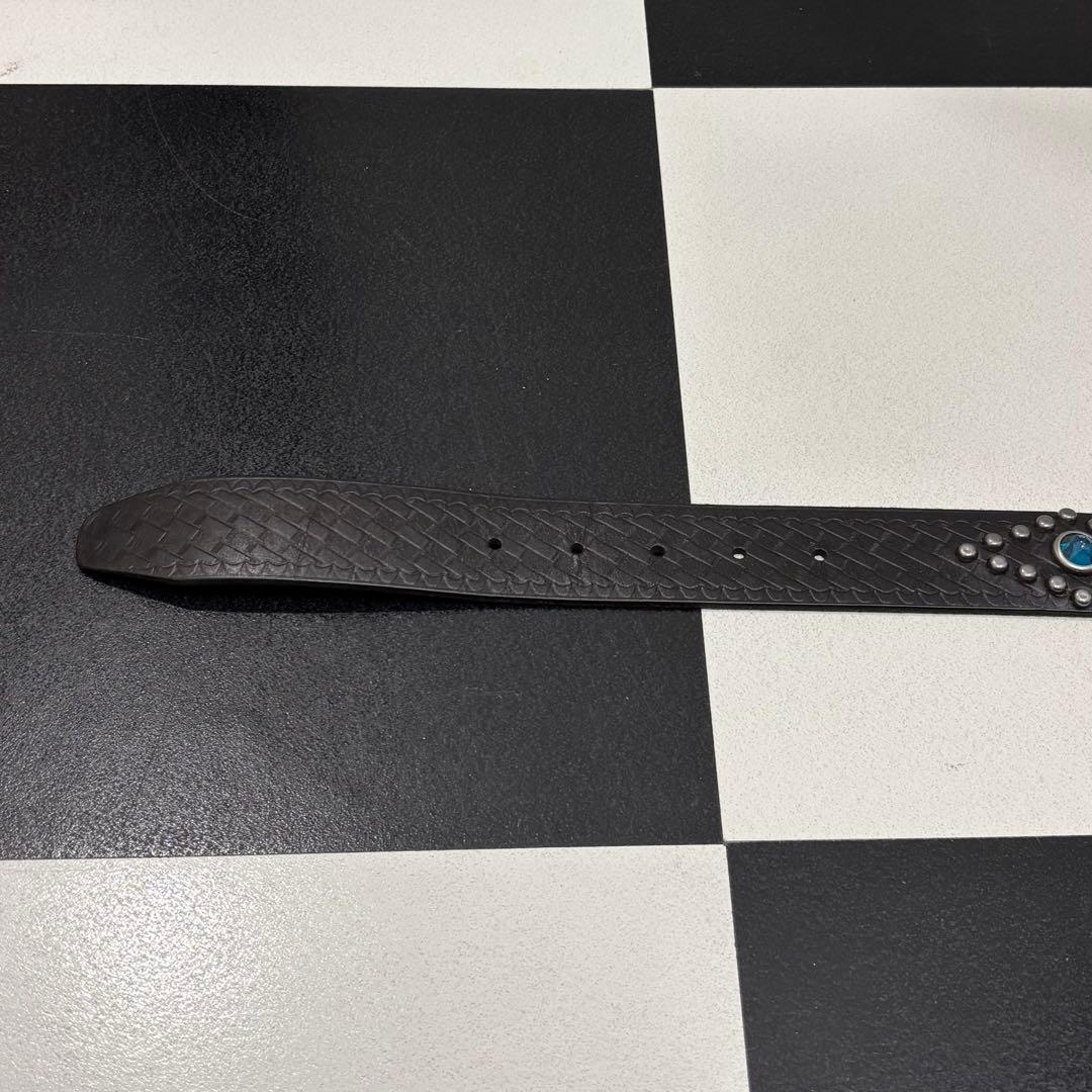 新品未使用 イタリア製 RRL HTC スタッズ ネイティブ レザー ベルト 黒