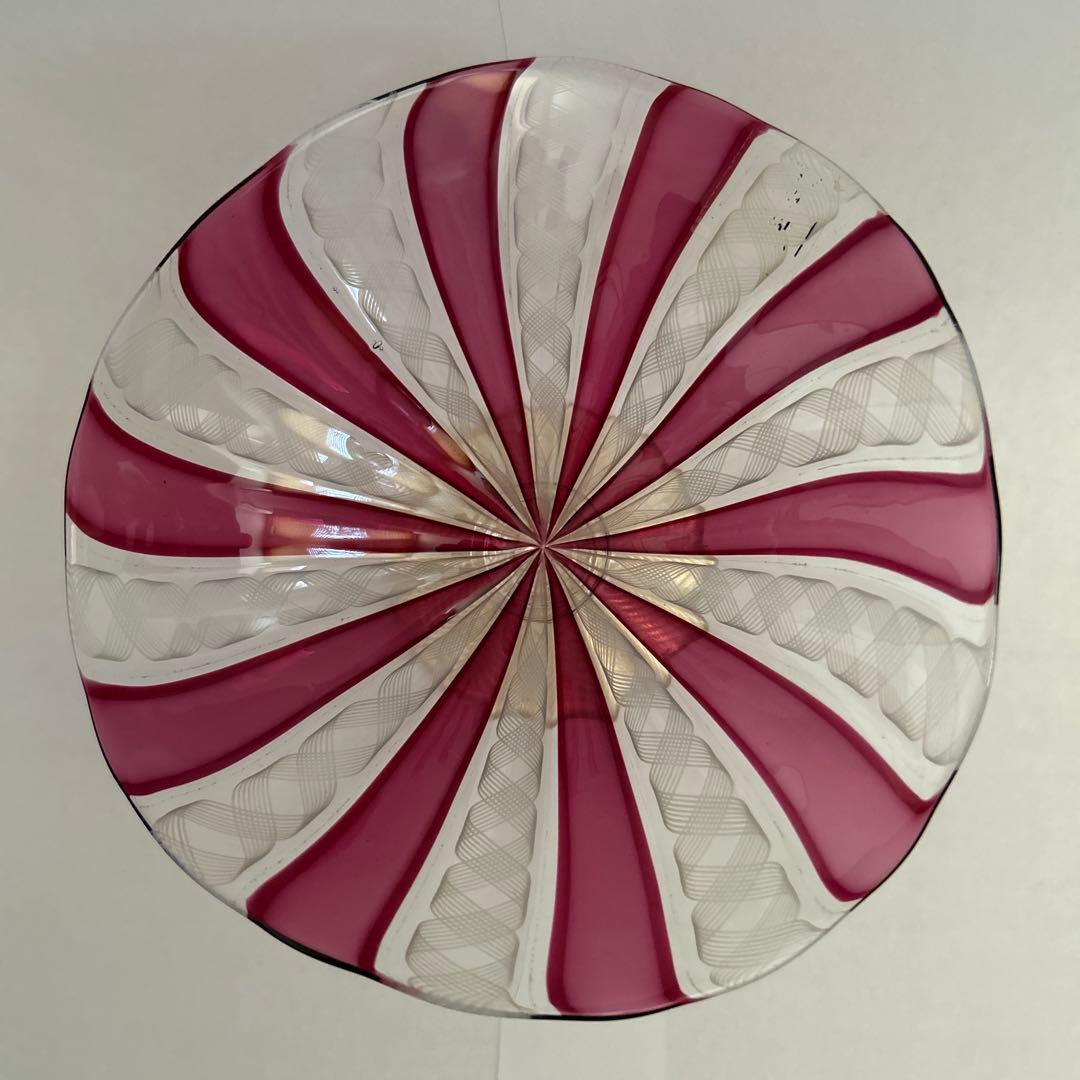 ヴェネチアングラス　レースガラス　コンポート　高台付き