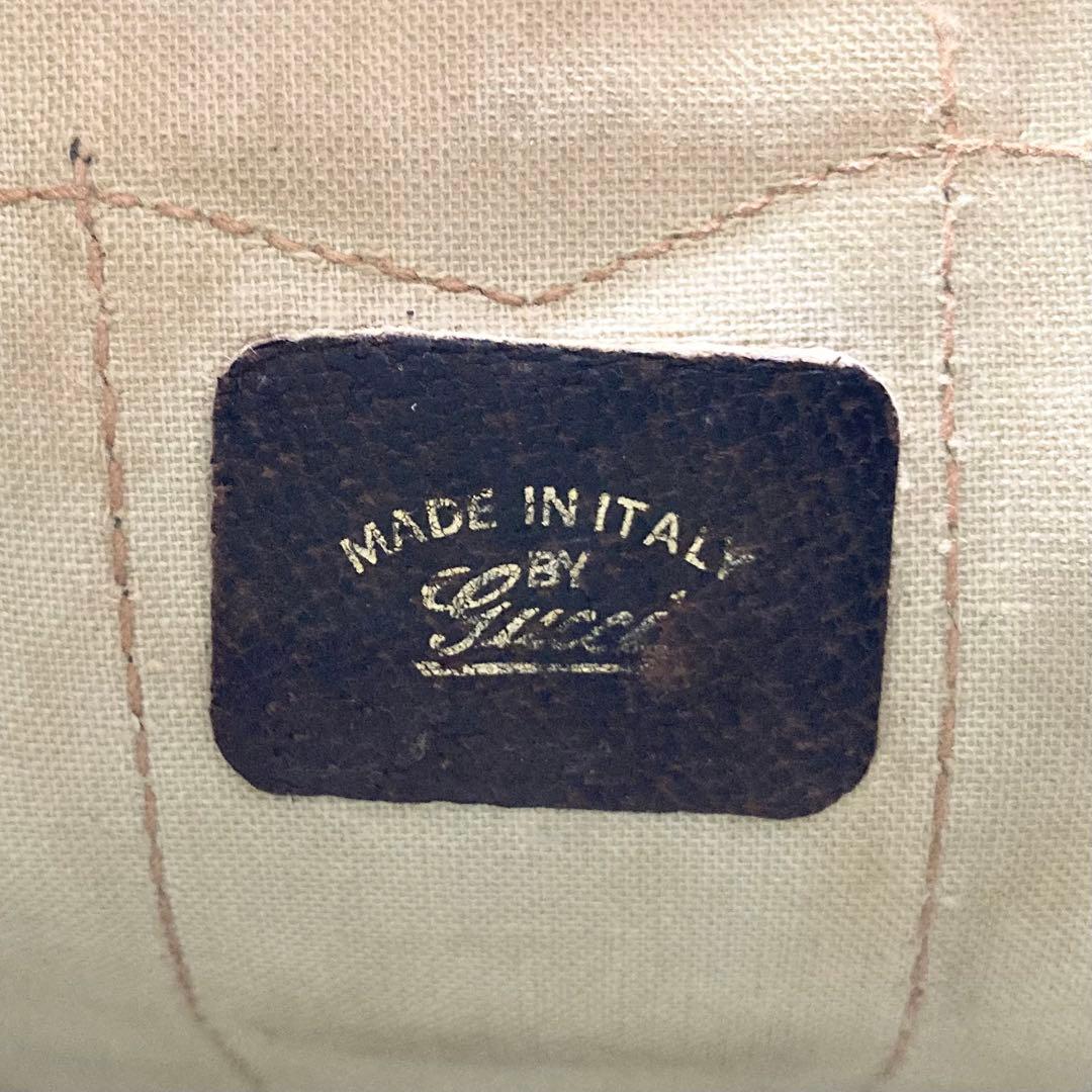 GUCCI シェリーライン ボストンバッグ レザー PVC ハンドバッグ GG