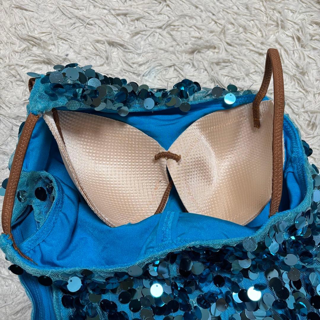 TAKA DANCE 社交ダンス ドレス Mサイズ スパンコール ライトブルー