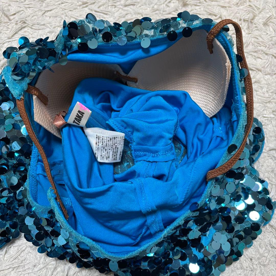 TAKA DANCE 社交ダンス ドレス Mサイズ スパンコール ライトブルー