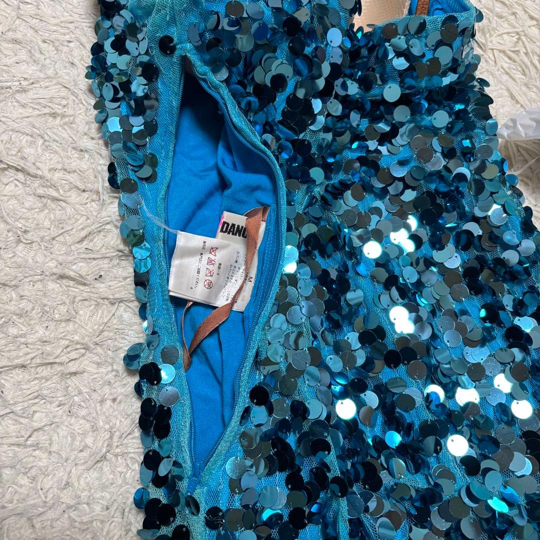 TAKA DANCE 社交ダンス ドレス Mサイズ スパンコール ライトブルー