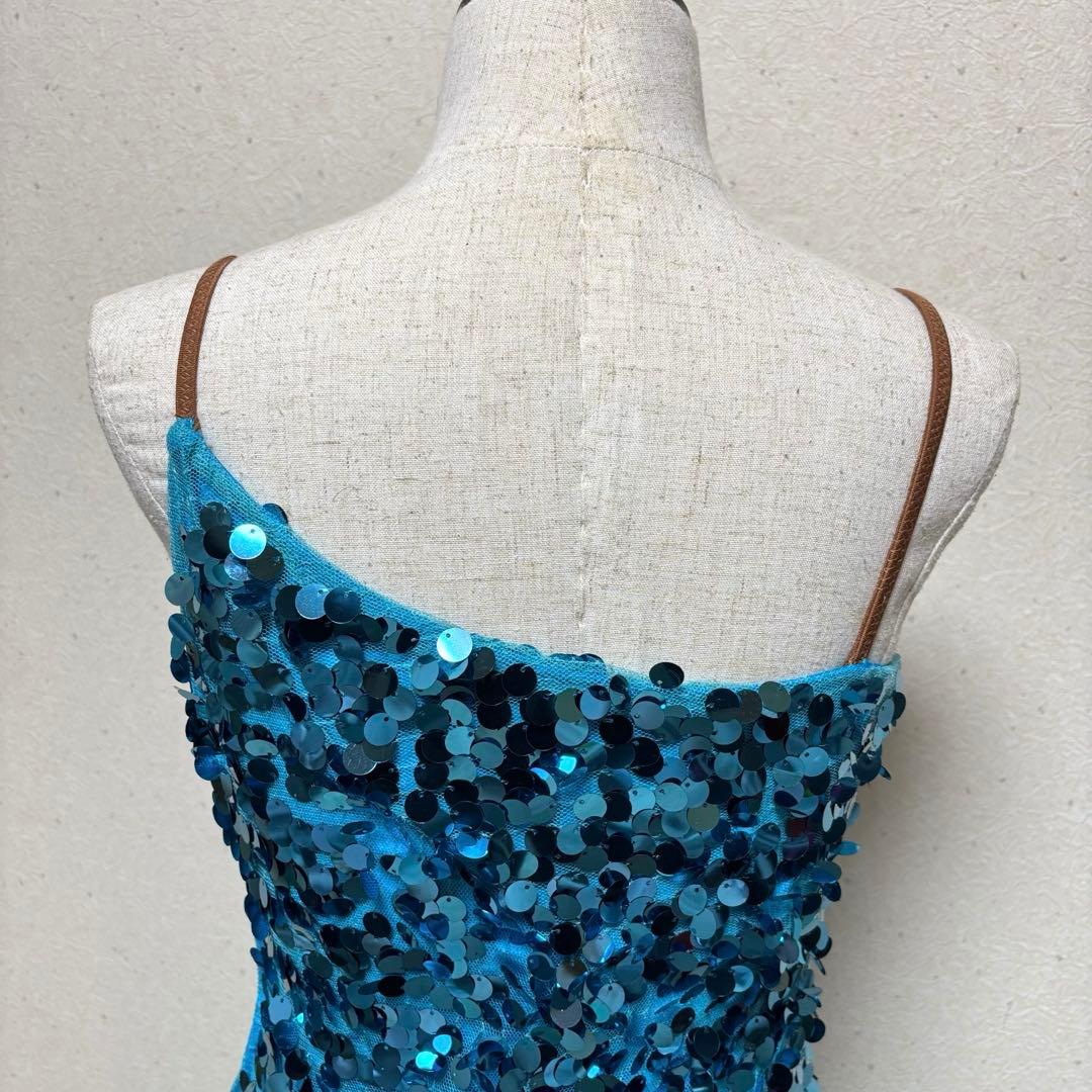 TAKA DANCE 社交ダンス ドレス Mサイズ スパンコール ライトブルー