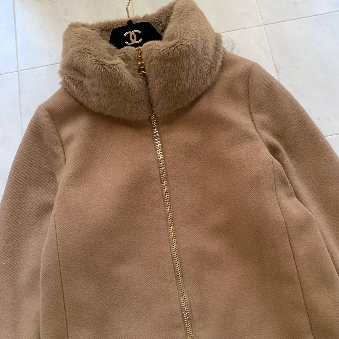 美品♡ヘルノ エコファー インナーダウン 異素材 ウール キャメル 38