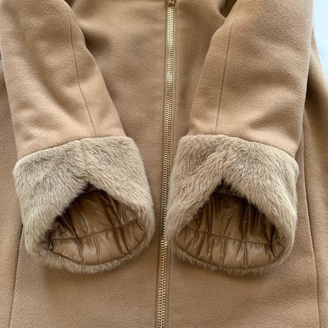 美品♡ヘルノ エコファー インナーダウン 異素材 ウール キャメル 38