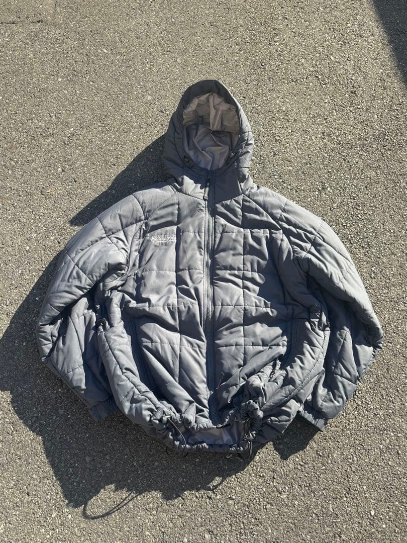 Columbia hooded puffer jacket ネイビー グレー