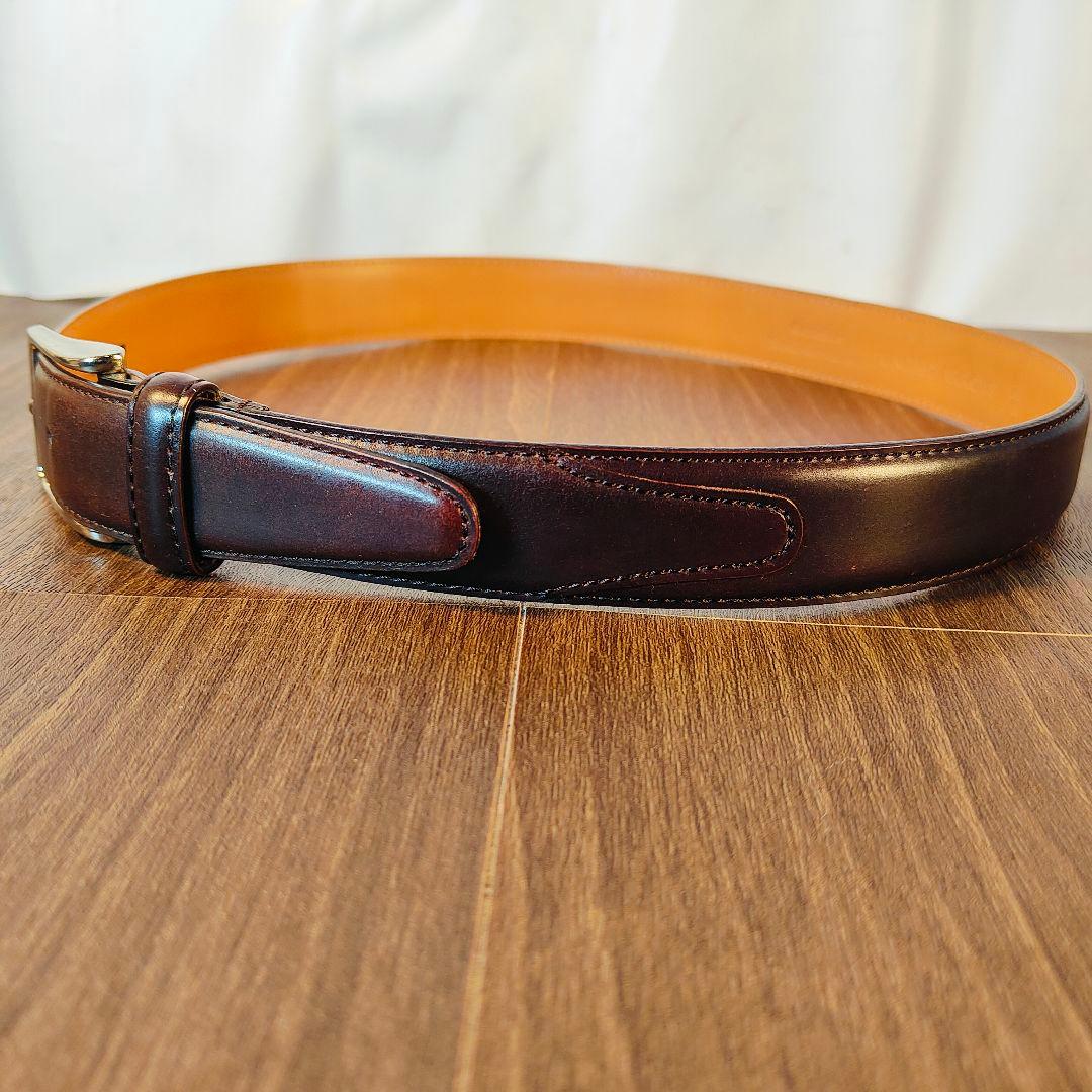 【極艶極上品】【コードバン】ユナイテッドアローズ 3枚繋バーガンディドレスベルト