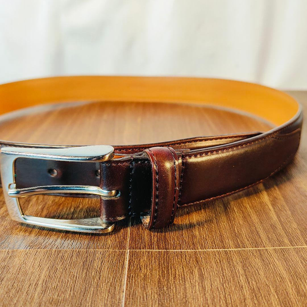 【極艶極上品】【コードバン】ユナイテッドアローズ 3枚繋バーガンディドレスベルト