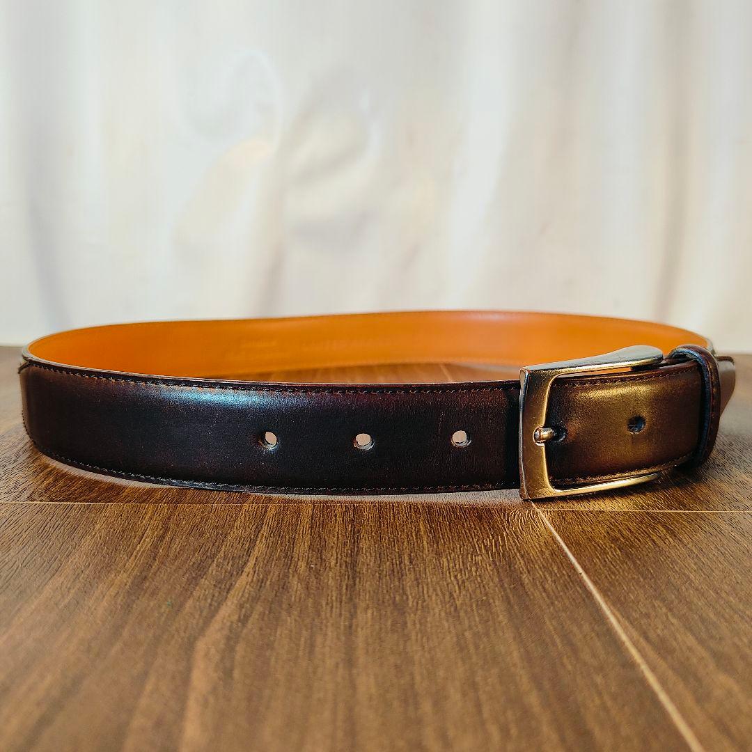 【極艶極上品】【コードバン】ユナイテッドアローズ 3枚繋バーガンディドレスベルト