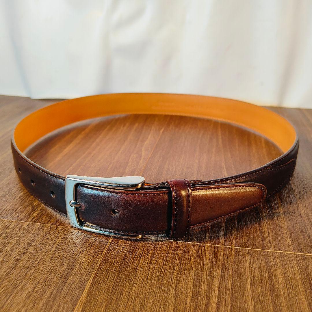 【極艶極上品】【コードバン】ユナイテッドアローズ 3枚繋バーガンディドレスベルト