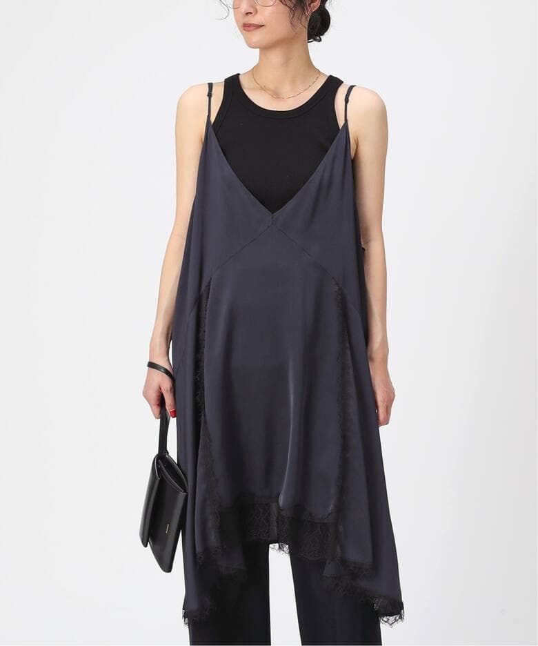 AP STUDIO 今季レースドッキングキャミワンピースNAVY