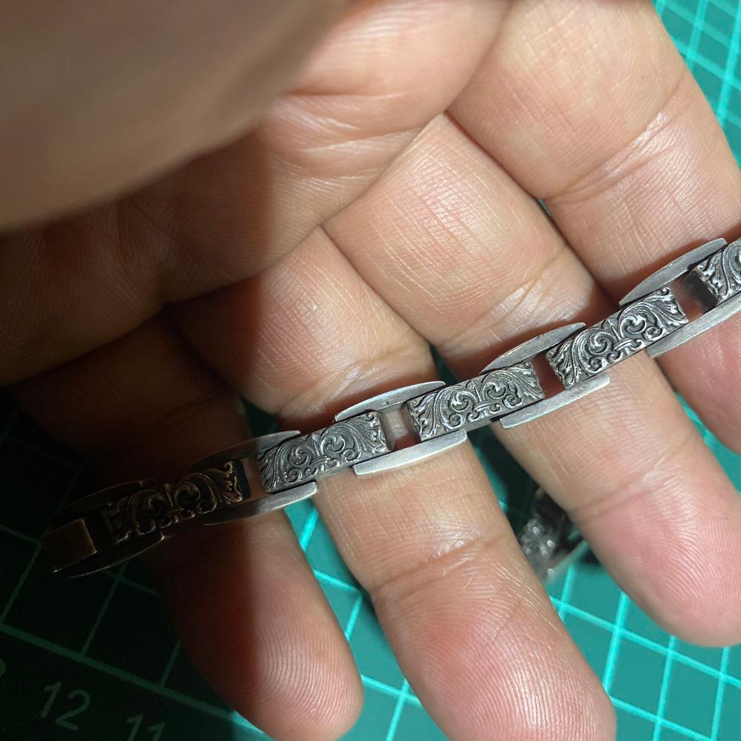 925 ブレスレット　ユリ柄　両面　リストバンド