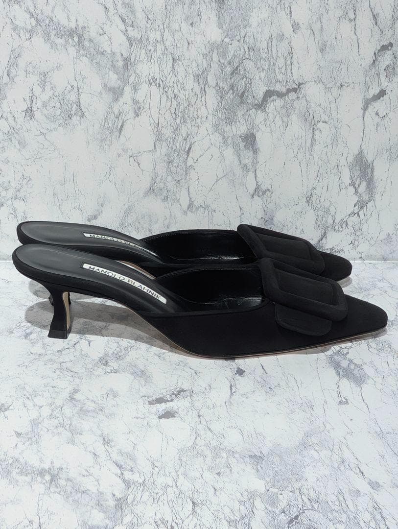 美品✨️ マノロブラニク メイセール ミュール 黒 スエード スクエア パンプス