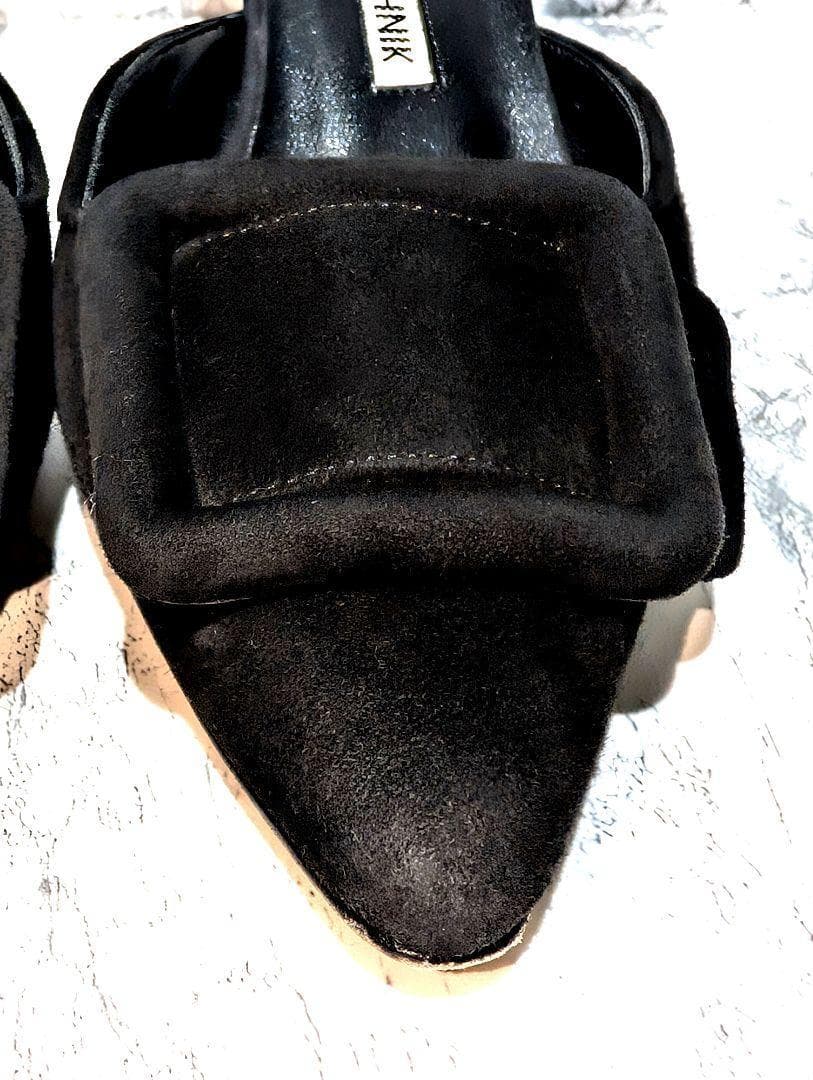 美品✨️ マノロブラニク メイセール ミュール 黒 スエード スクエア パンプス