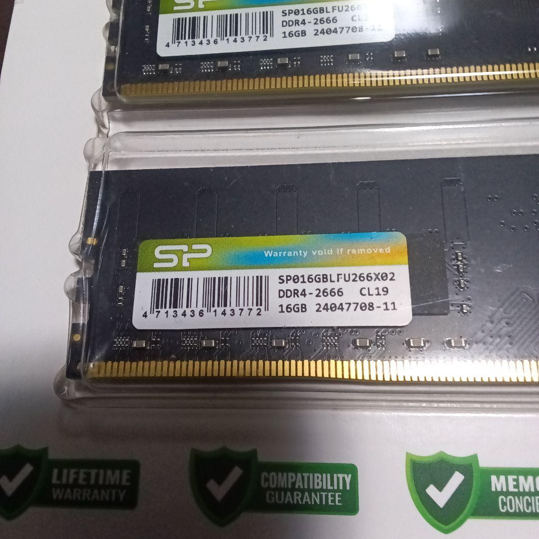 SP DDR4-2666 16GB メモリー 2枚セット（32GB）