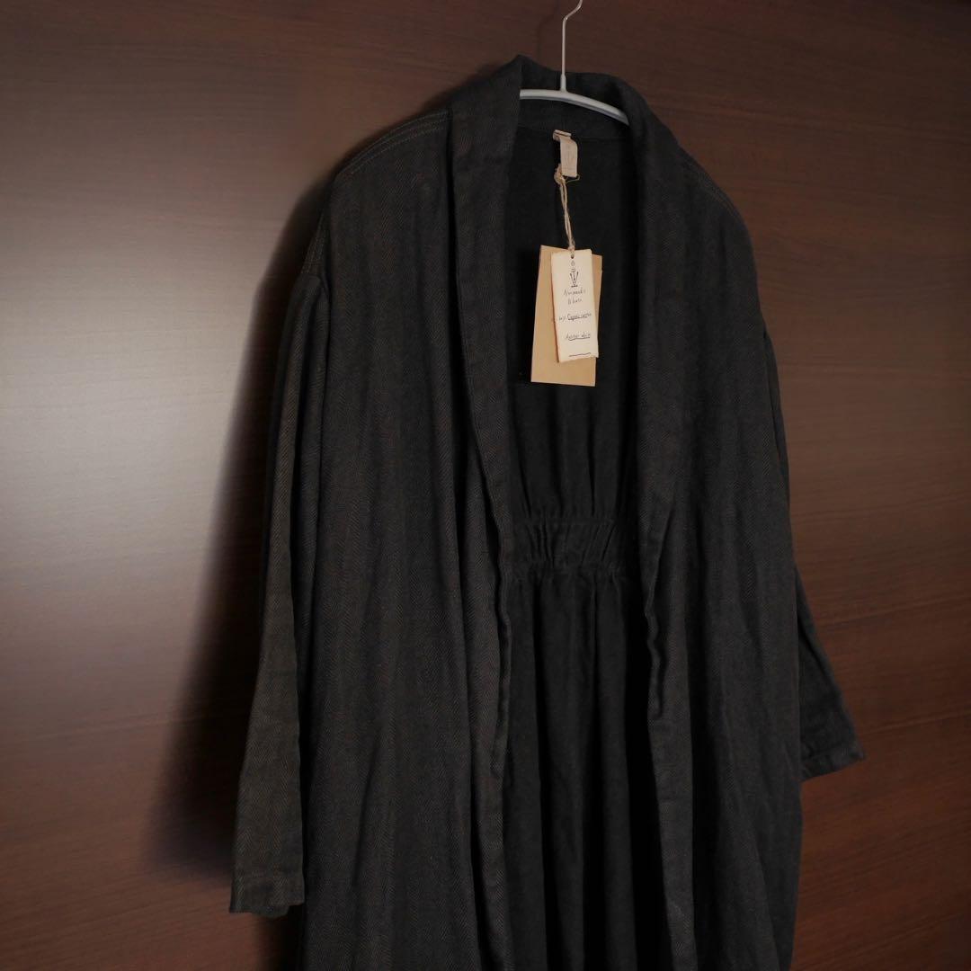 マキマロ ヘリンボーンローブコート