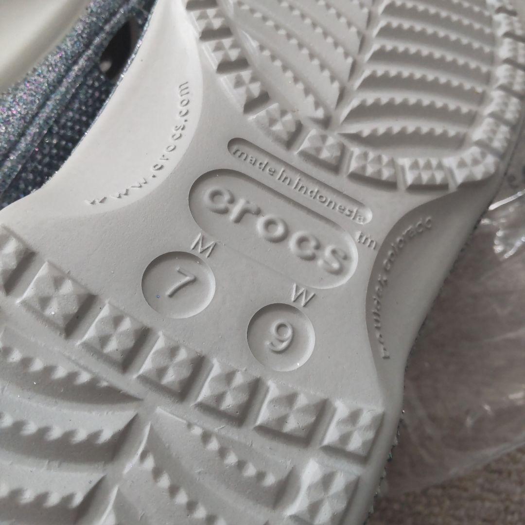 クロックス　サンダル　新品　グリッター　シルバー　25センチ　限定　レア