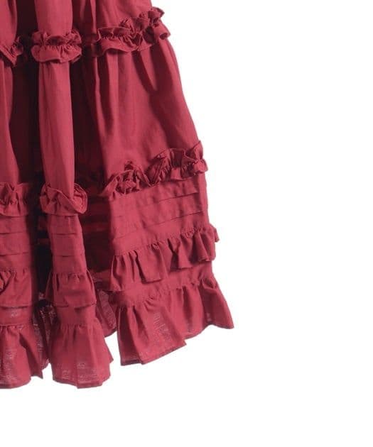 Chalmiere コットンフリルエプロン 赤