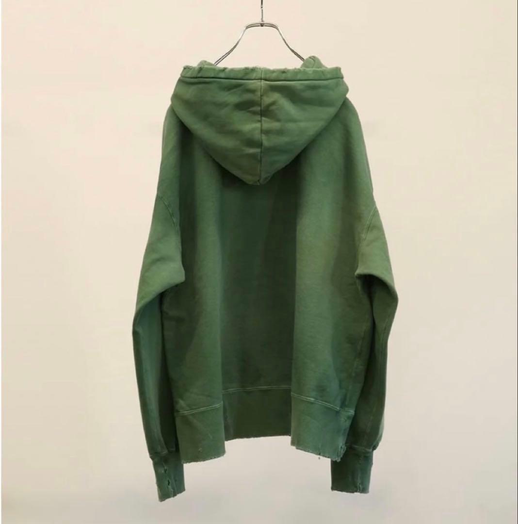 ANCELLM 25SS DYED DAMAGE HOODIE GREEN 新品