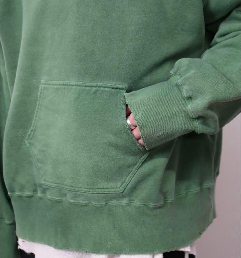 ANCELLM 25SS DYED DAMAGE HOODIE GREEN 新品