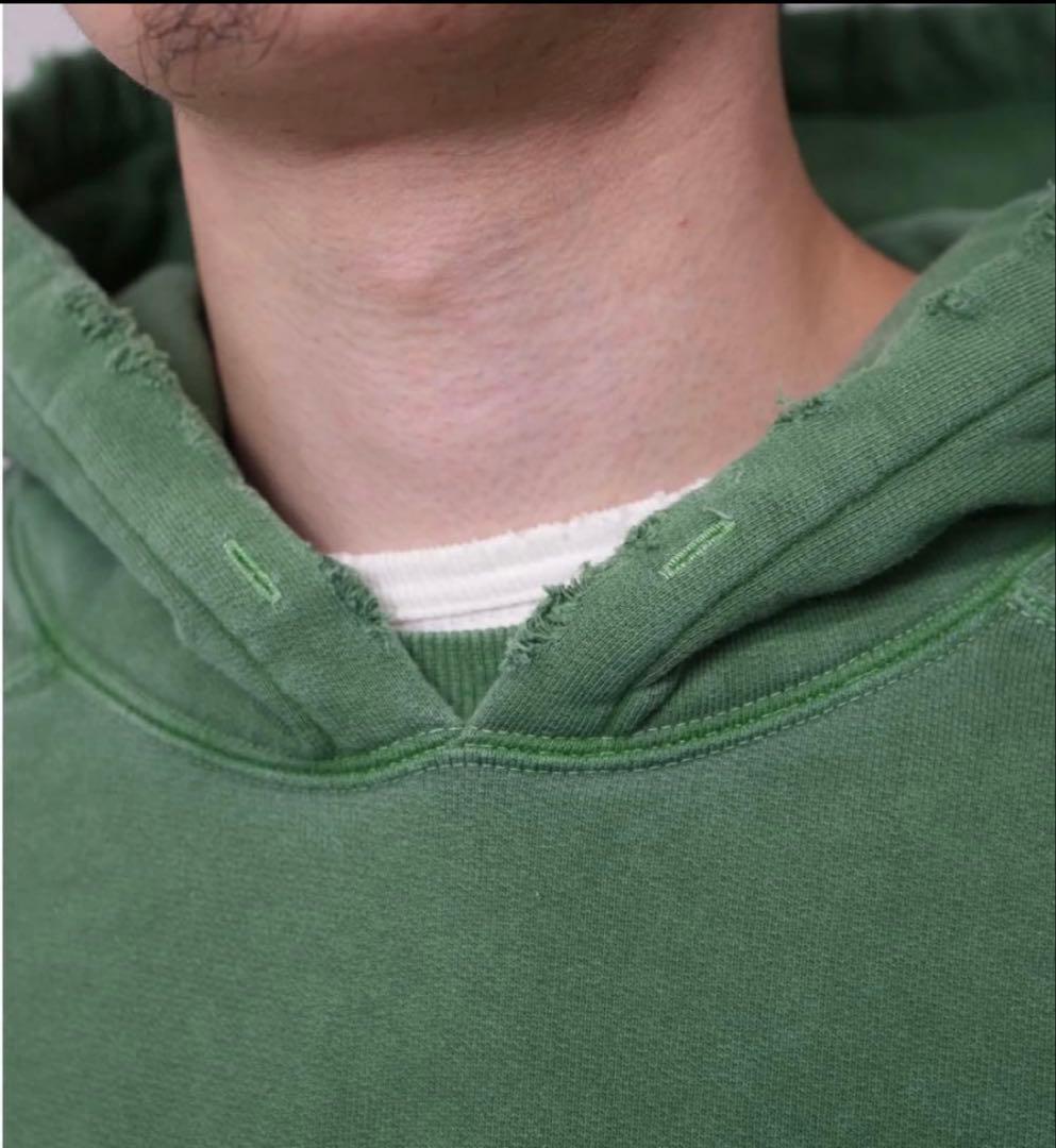 ANCELLM 25SS DYED DAMAGE HOODIE GREEN 新品