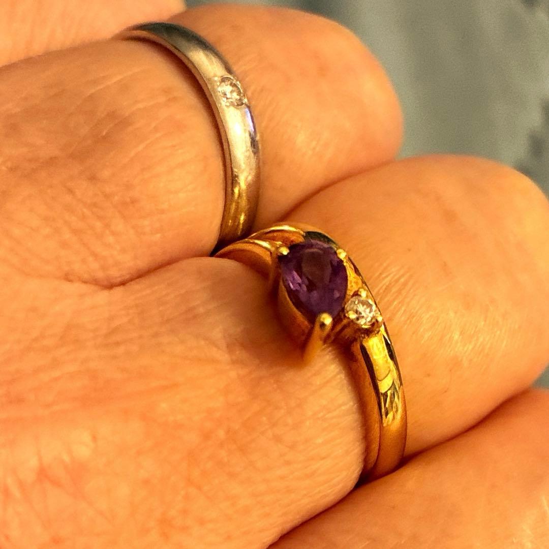 アメジスト ダイヤモンドリング K18
