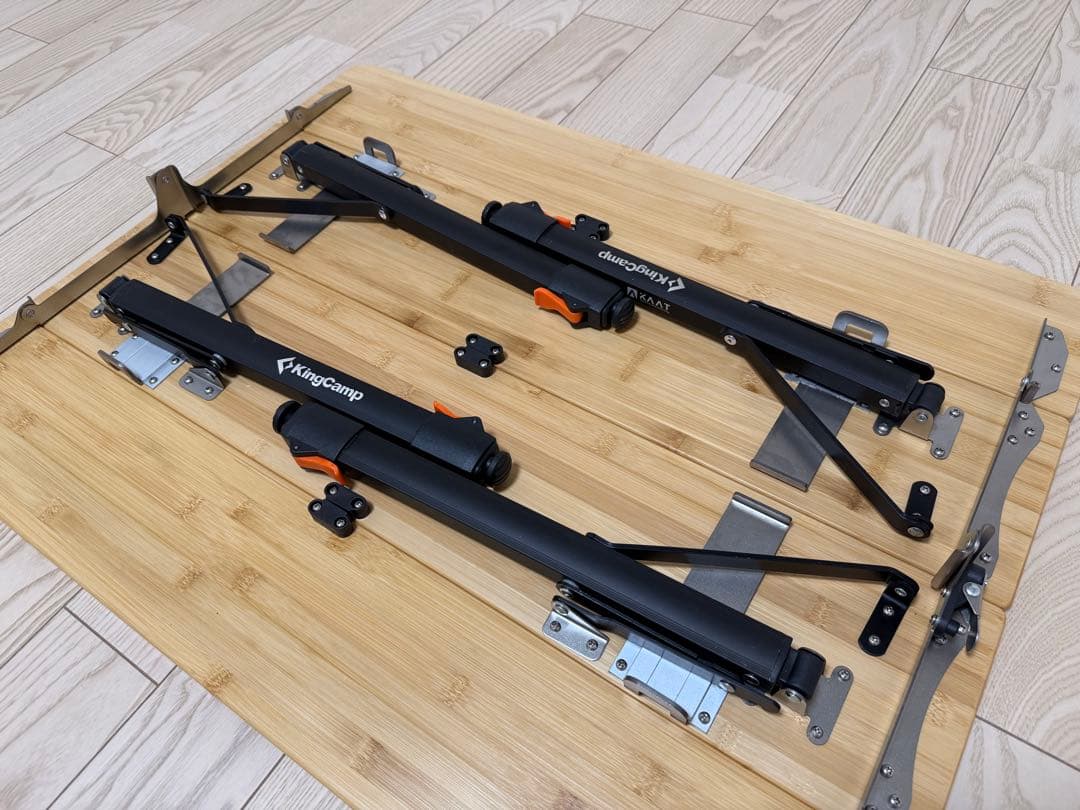 KingCamp 折りたたみテーブル 中型 バンブー 竹 高さ無段階調整