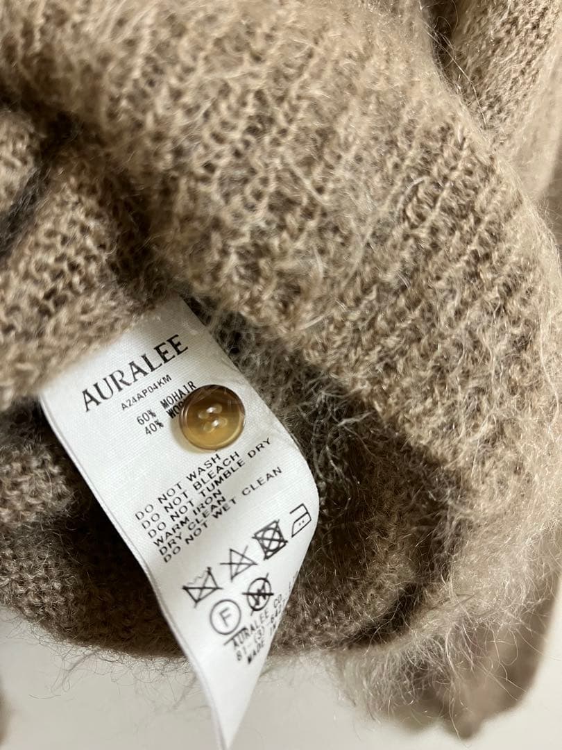 AURALEE オーラリー モヘアニット ベージュ ポロ サイズ1 タグ付 短丈