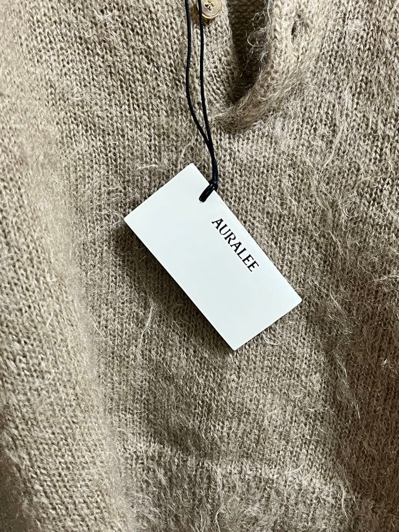 AURALEE オーラリー モヘアニット ベージュ ポロ サイズ1 タグ付 短丈
