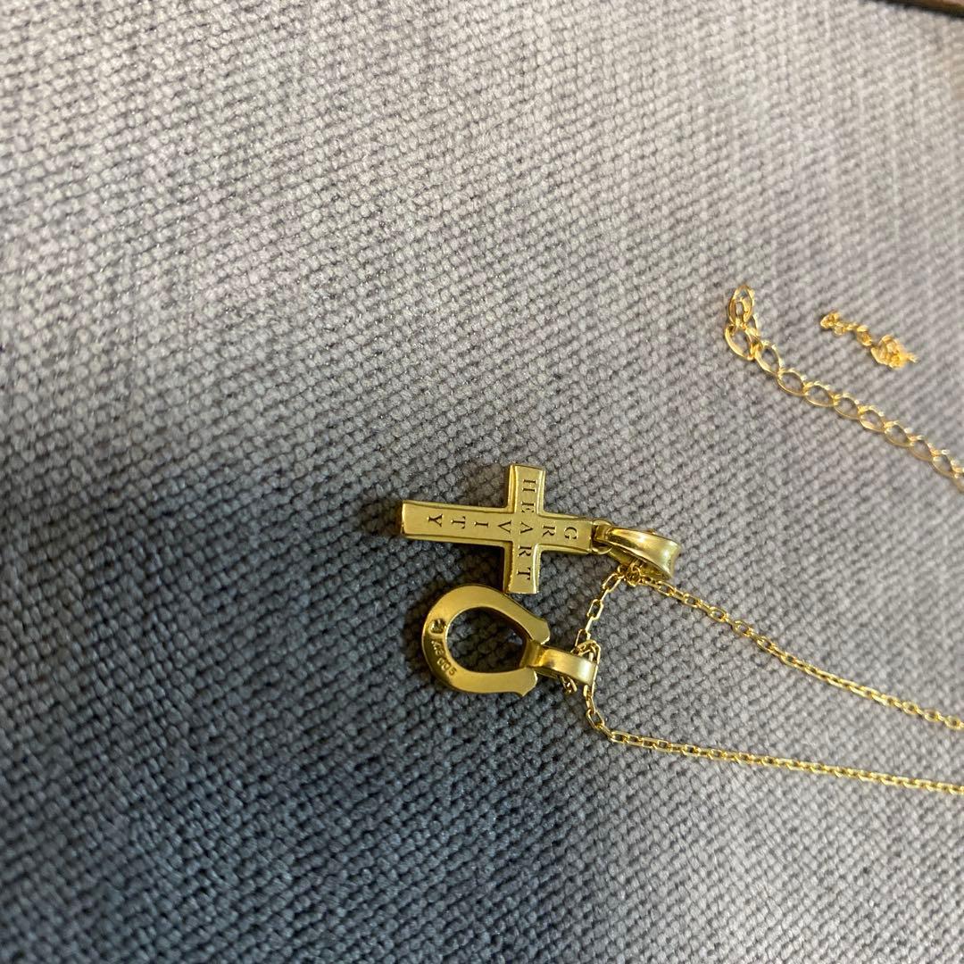 シンパシーオブソウル　クロス ホースシュー　K18YG　ダイヤ ネックレス