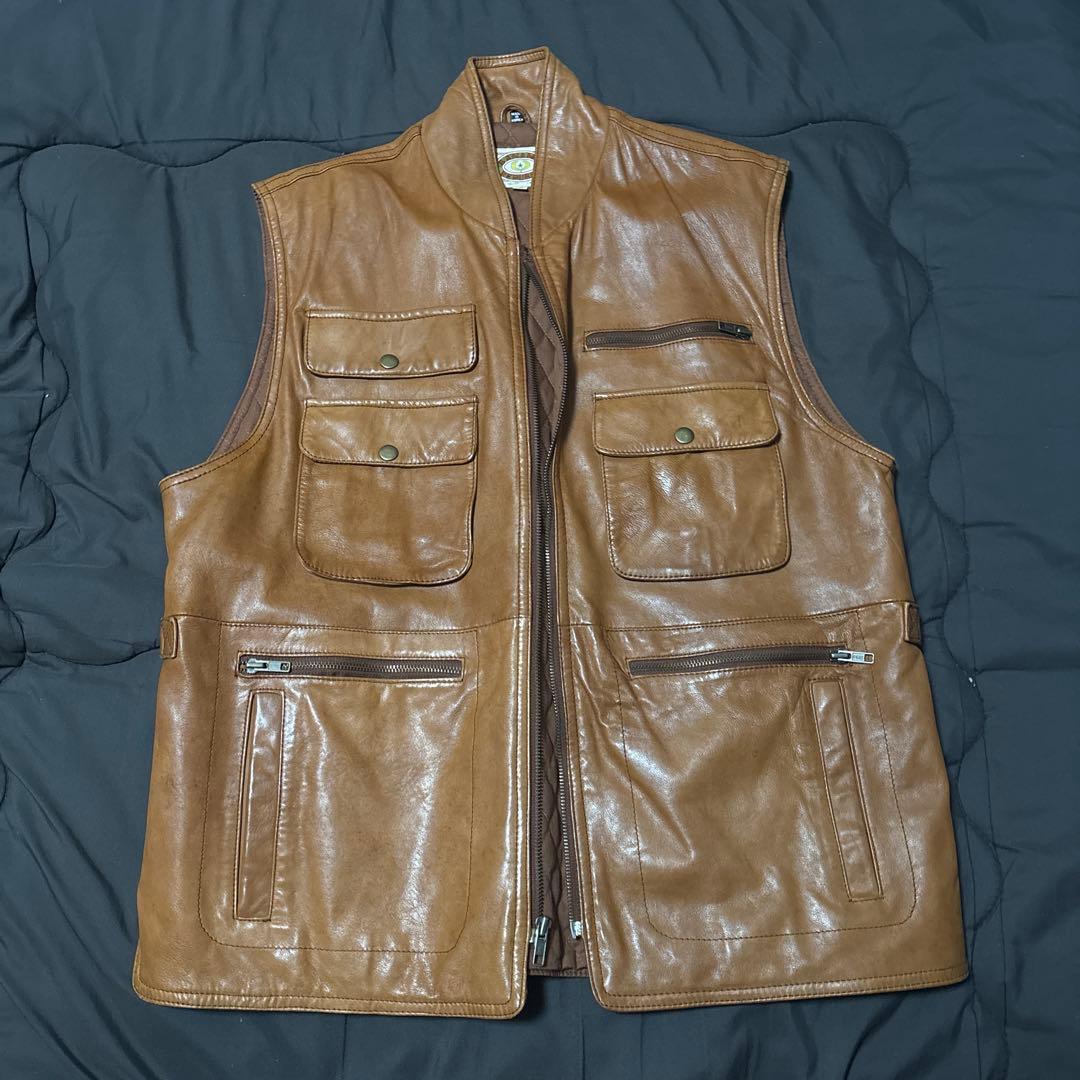 Banana Republic 80s ブラウンレザー ベスト Lサイズ