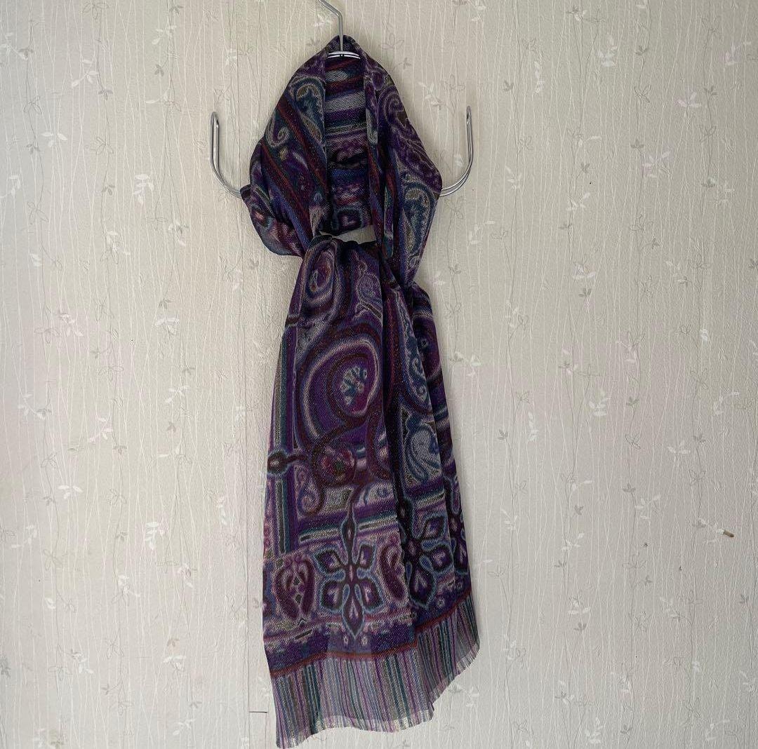 ETRO ペイズリー柄 ストール　新品未使用　　パープル　紫
