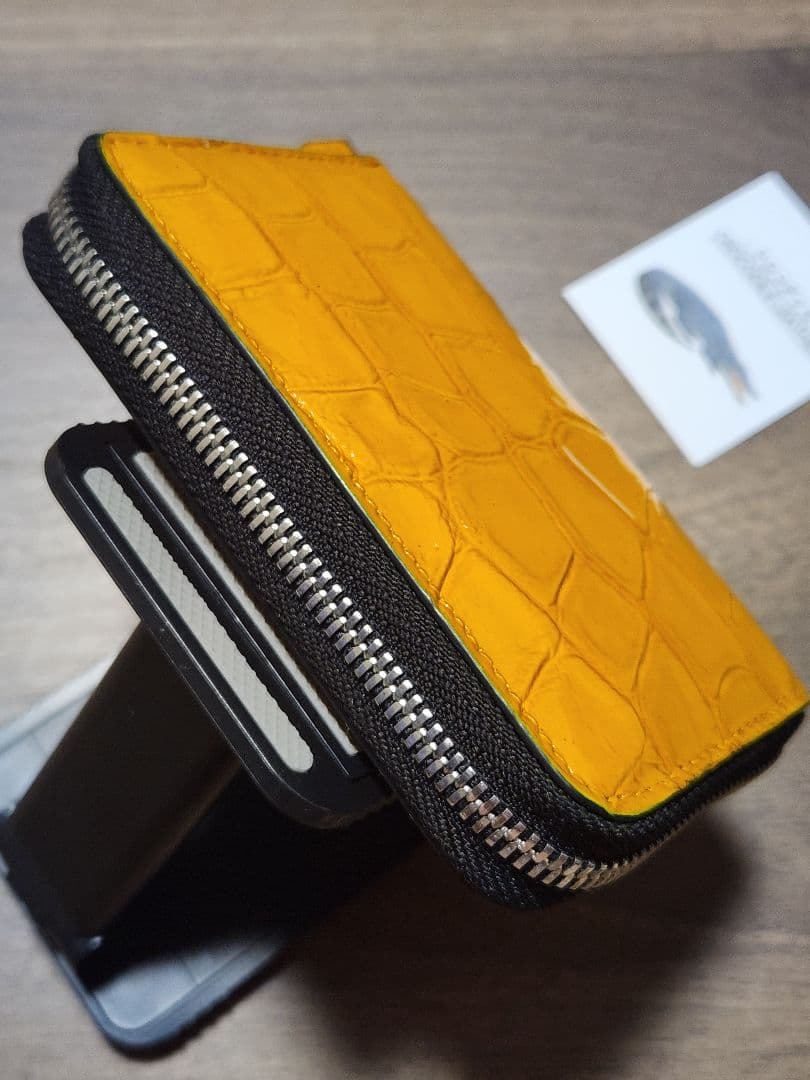 【イエローダイヤモンド】実物撮影クロコダイル ラウンドファスナー コンパクト財布