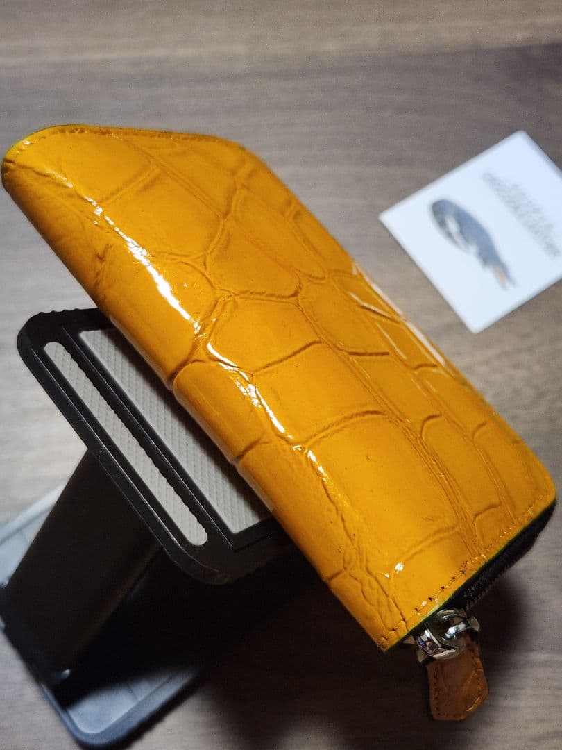 【イエローダイヤモンド】実物撮影クロコダイル ラウンドファスナー コンパクト財布