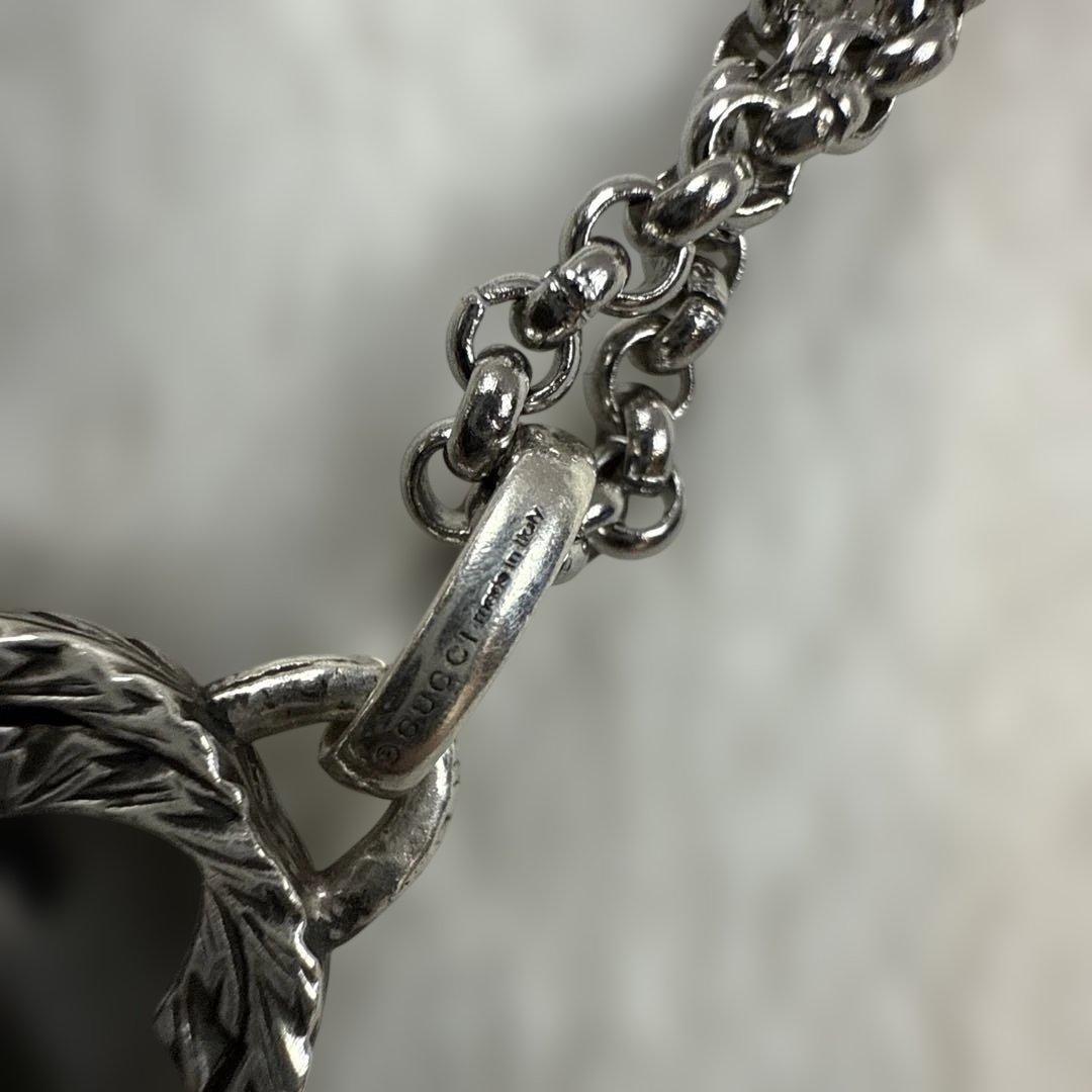 グッチGUCCIネックレス トップ インターロッキングG アラベスク GG 燻し