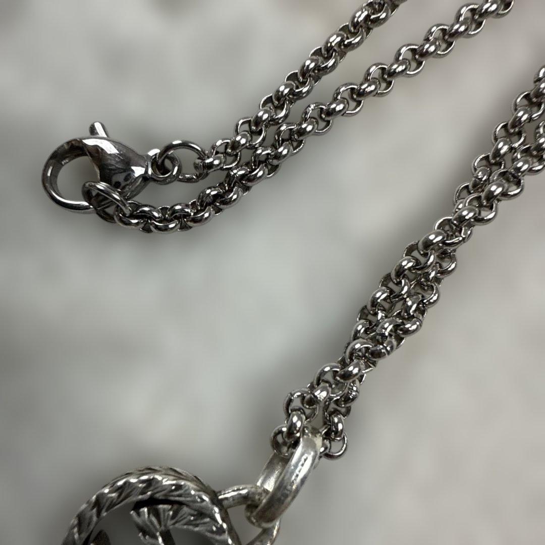 グッチGUCCIネックレス トップ インターロッキングG アラベスク GG 燻し