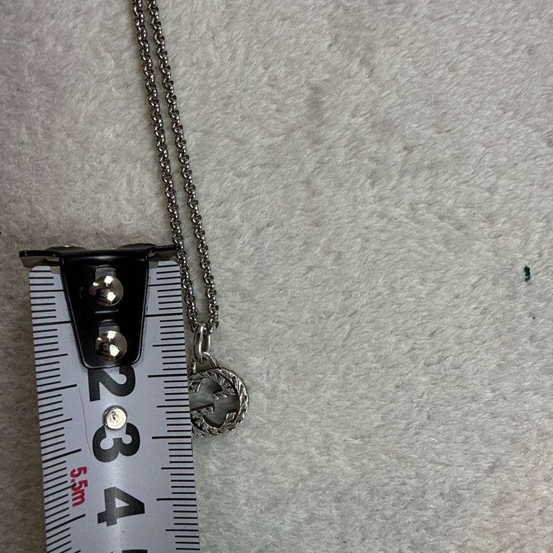 グッチGUCCIネックレス トップ インターロッキングG アラベスク GG 燻し