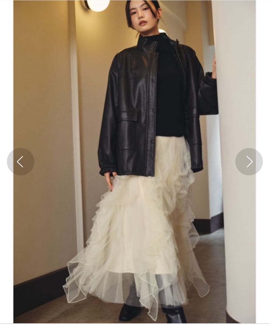 試着のみ FRAY I.D チュールラッフルスカート 入手困難アイボリー