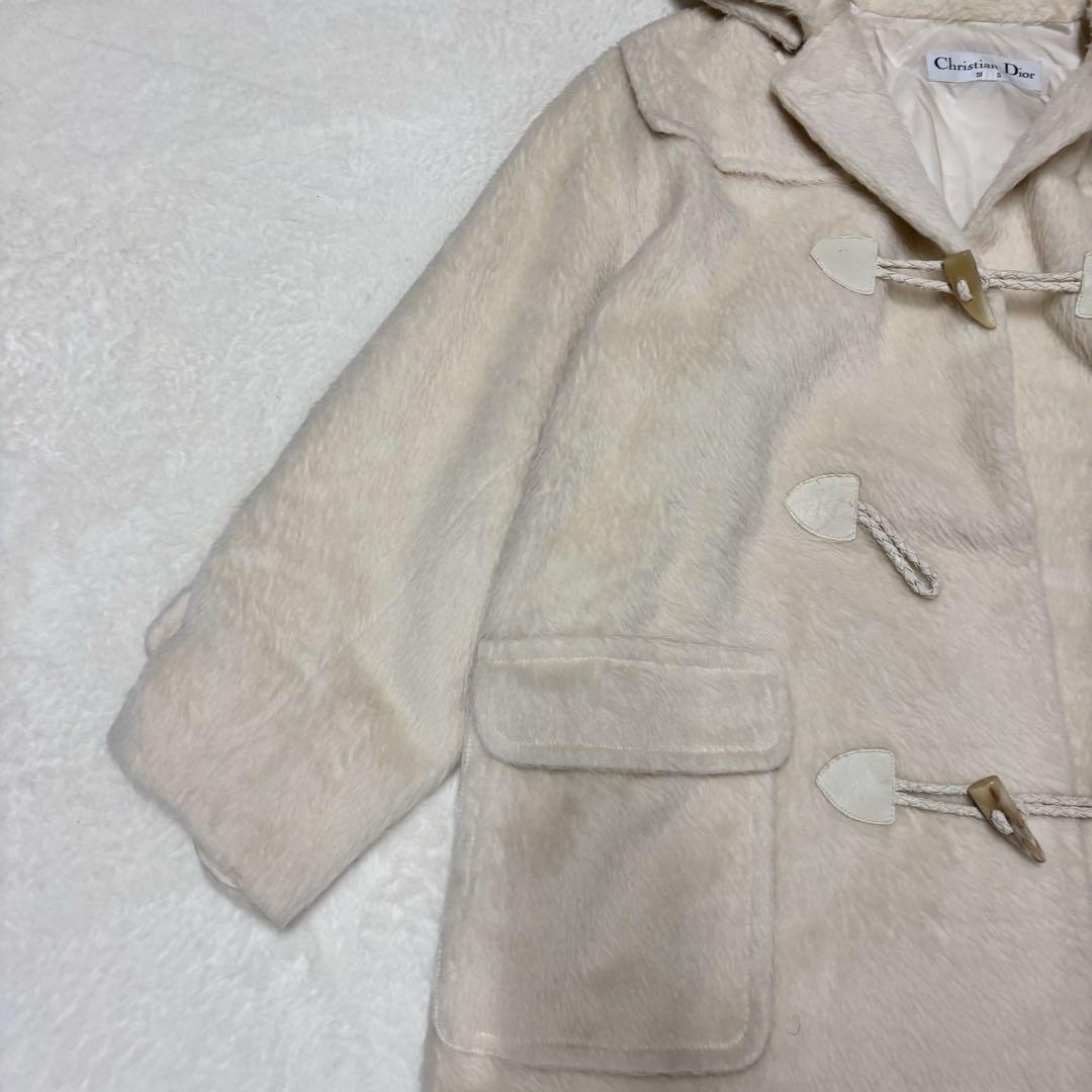 クリスチャンディオール　ウールダッフルコート 毛皮フード　アイボリーL（E1