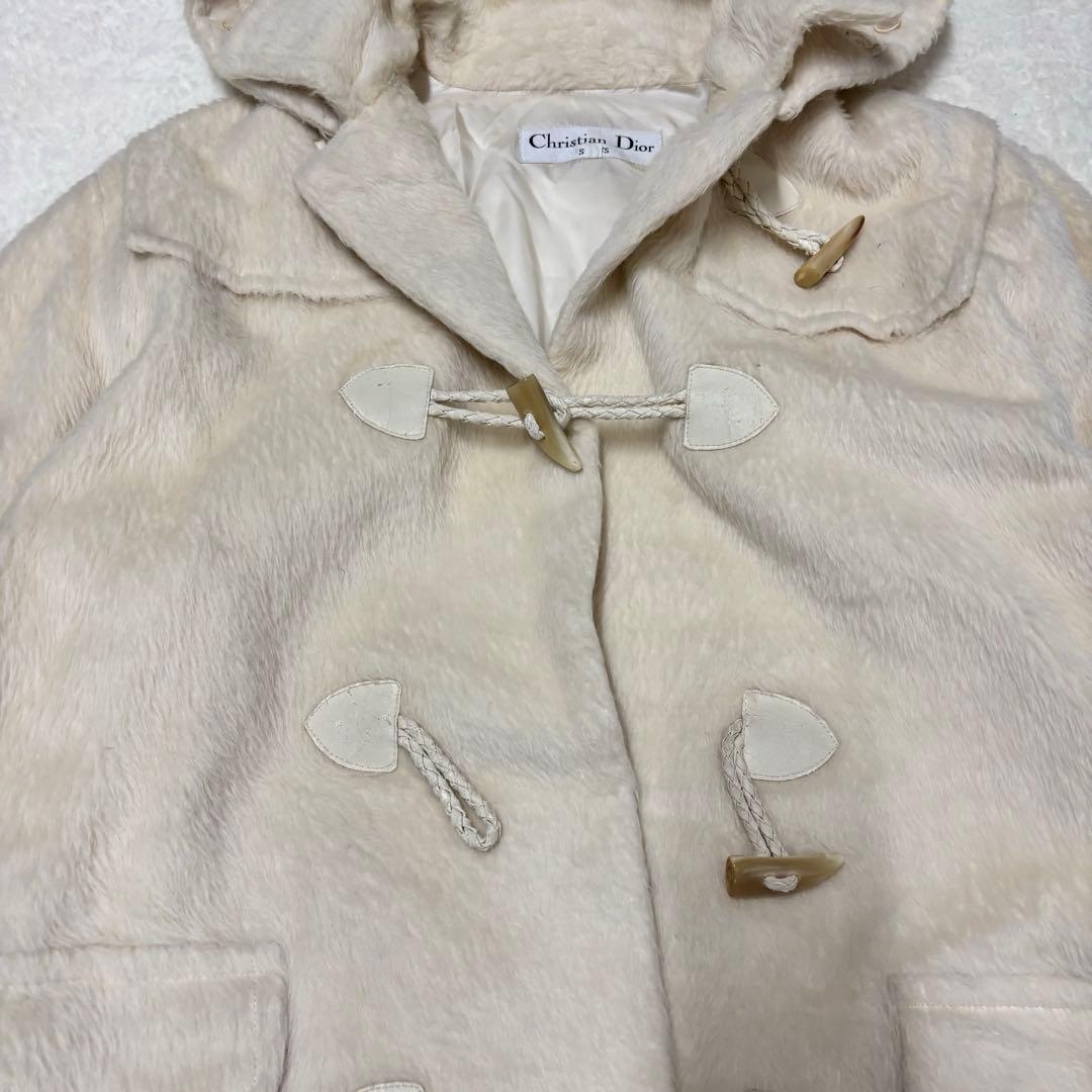 クリスチャンディオール　ウールダッフルコート 毛皮フード　アイボリーL（E1
