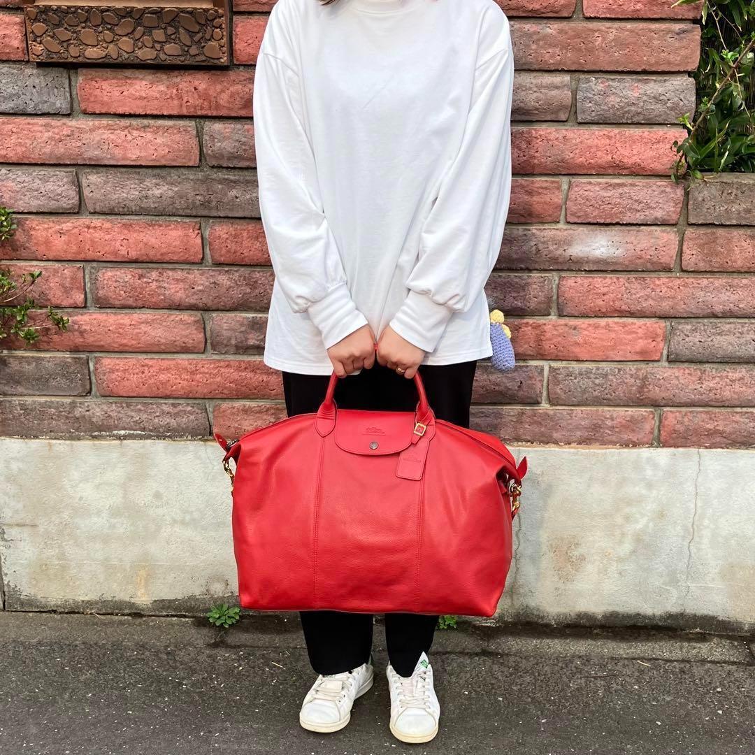 チ*ー様 美品 お値打ち価格　旅のお供　ロンシャン2way フローネ　赤 二泊用