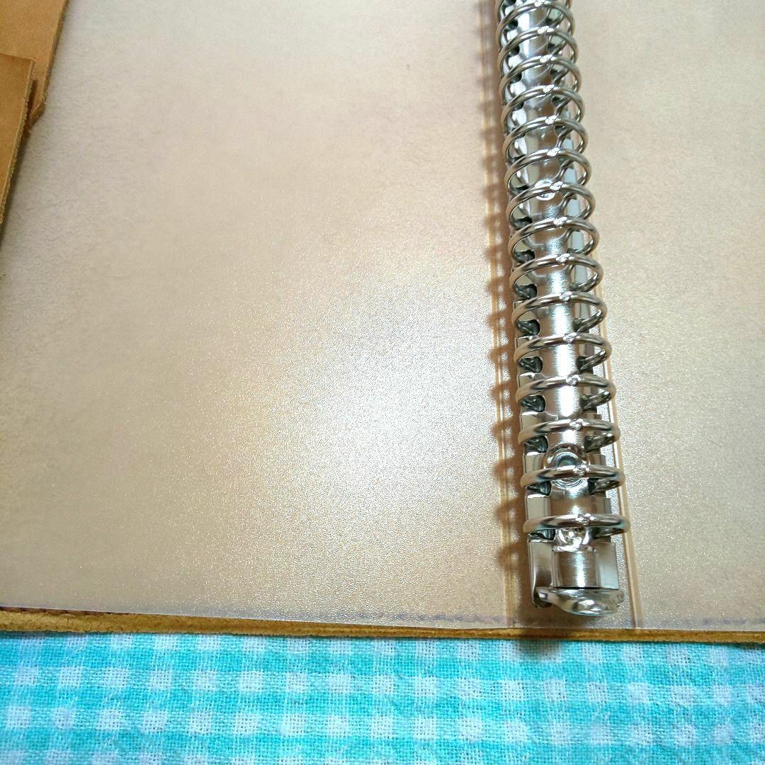 オイルワックスヌメ革ナチュラルレザーカバー、B5 26穴バインダー付