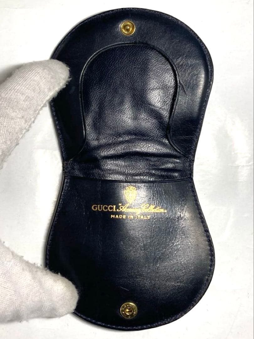 良品　GUCCI グッチ　オールドグッチ　シェリーライン　ケース　ネイビー