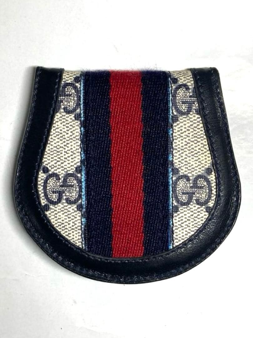 良品　GUCCI グッチ　オールドグッチ　シェリーライン　ケース　ネイビー