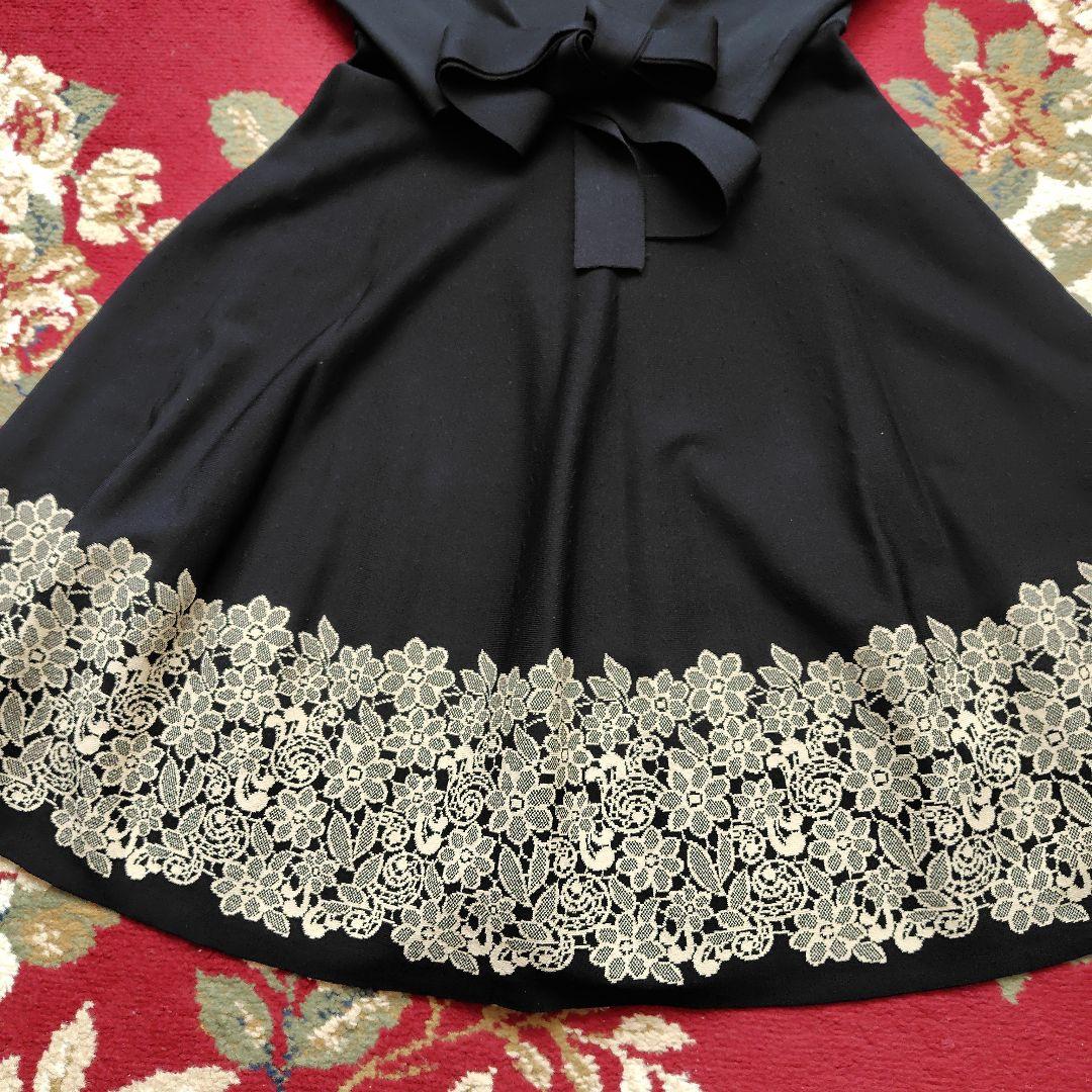 M'S GRACY 黒 ニット編込みレース ワンピース 38