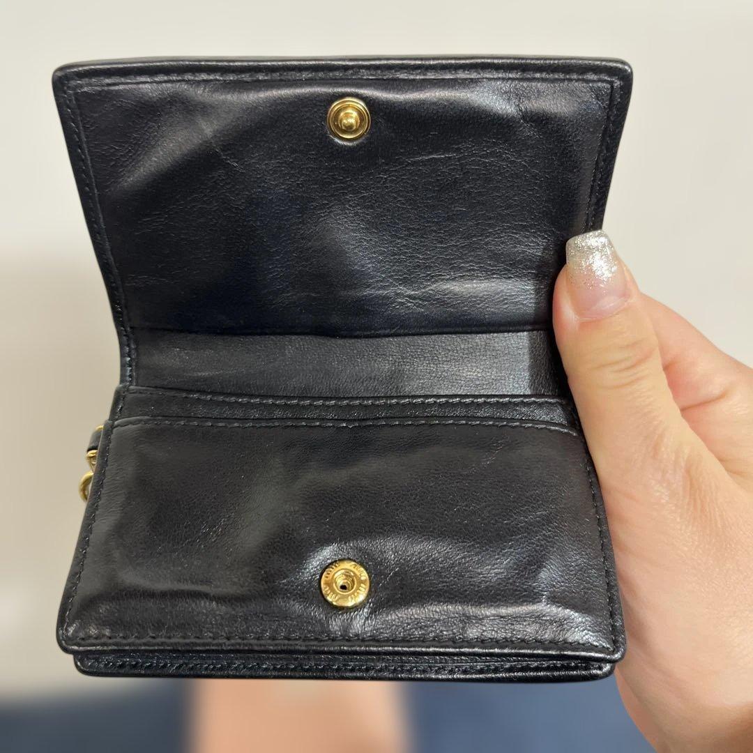 ミュウミュウ カードケース 名刺入れ マテラッセ ロゴ金具 レザー 黒